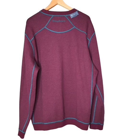 Tommy Bahama Reversible Sweater Pullover Cotton Henley Teal Burgundy Men’s XL - Picture 12 of 13
